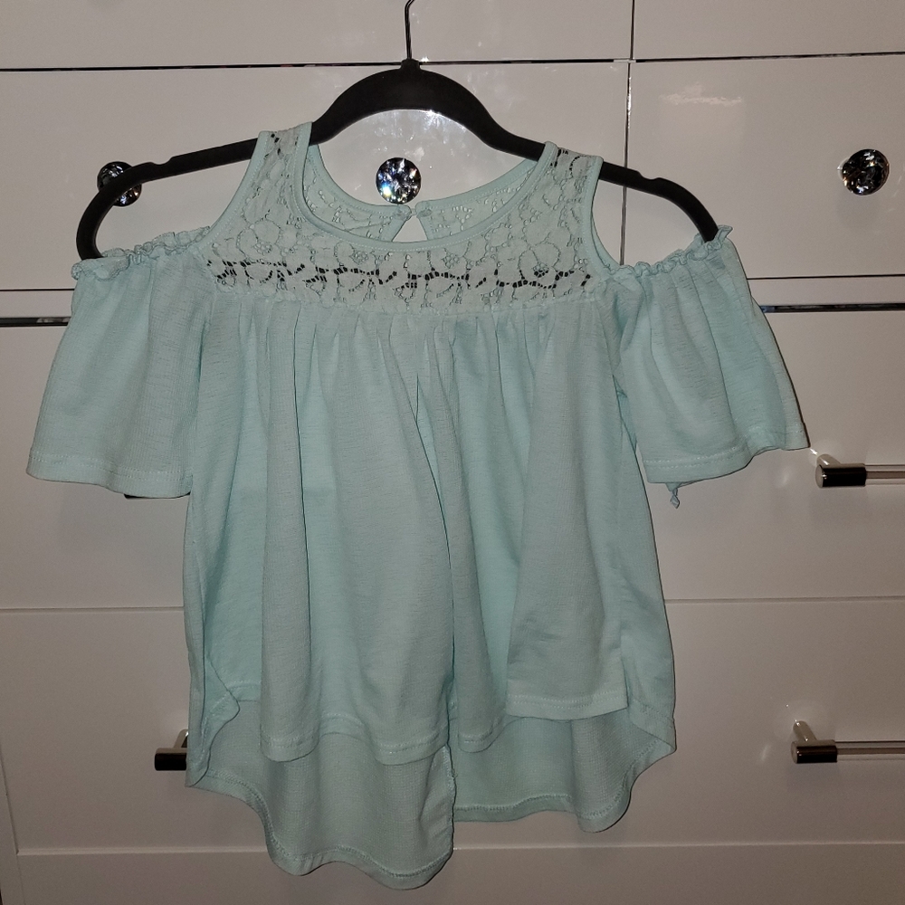 Light blue cold shoulder top